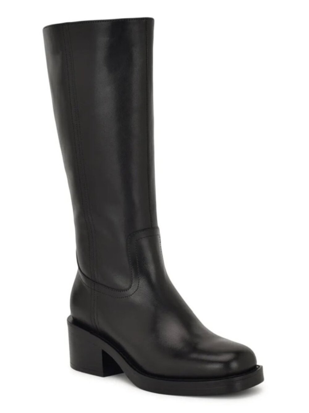 Nine West Broklyn Leather Knee High Riding Boots Black Size 8.5 NWT